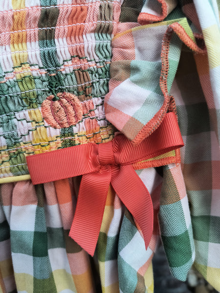 Smocked Plaid Pumpkin Dress | Bonnie Jean