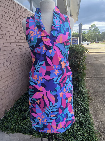Tropical Navy Dress