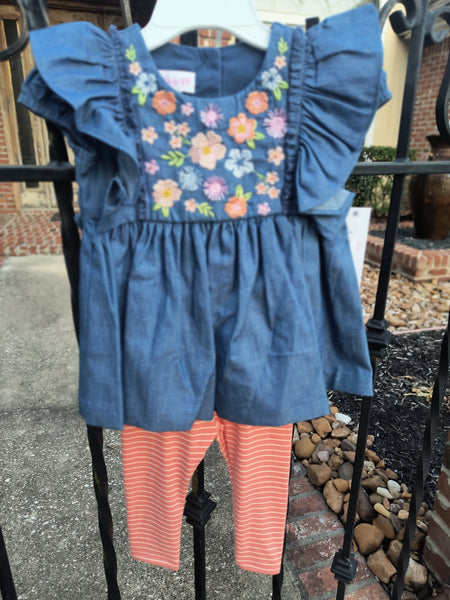 Denim Floral Tunic with Leggings | Bonnie Baby