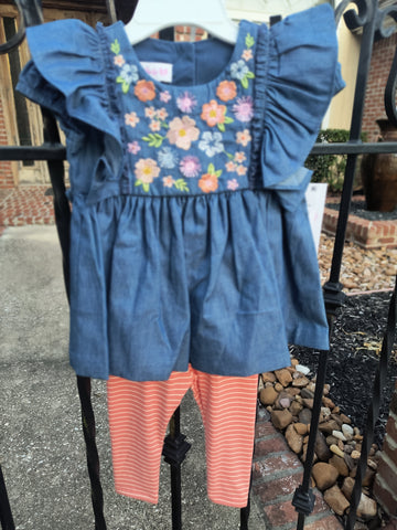 Denim Floral Tunic with Leggings | Bonnie Baby