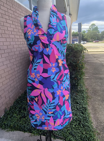 Tropical Navy Dress