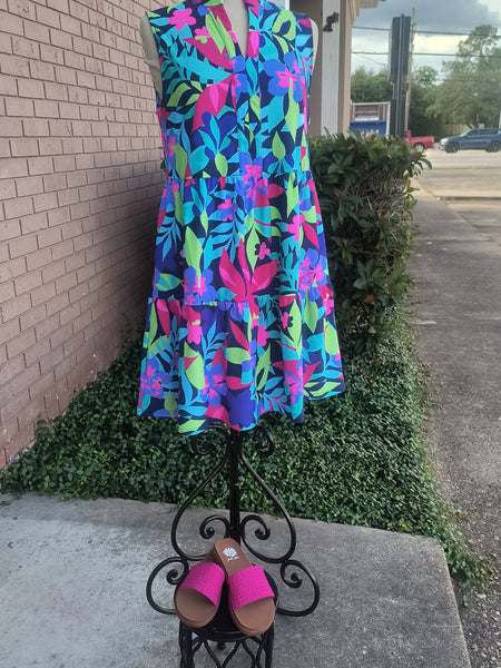 Tropical Tiered Midi Dress