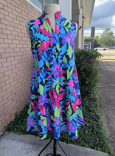 Tropical Tiered Midi Dress