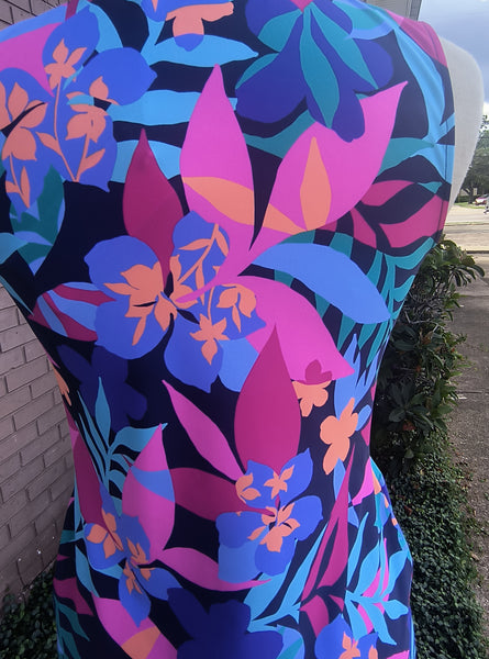 Tropical Navy Dress