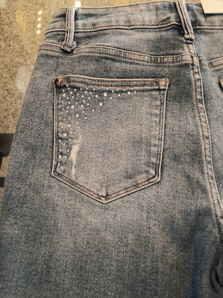 Rhinestone and Denim Stretch Shorts | Judy Blue