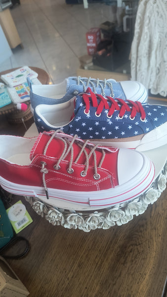 Red White and Blue Sneakers | Hey Girl by Corkys