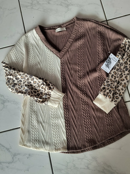 Color Blocked Leopard Shirt