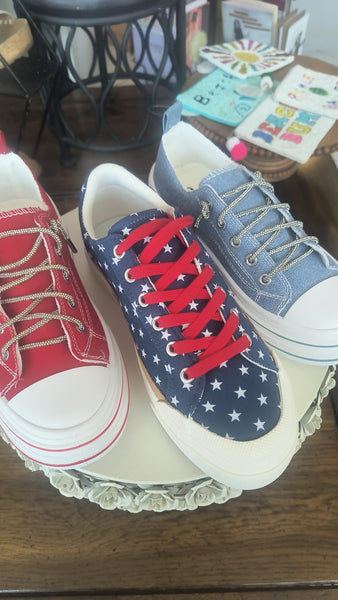 Red White and Blue Sneakers | Hey Girl by Corkys