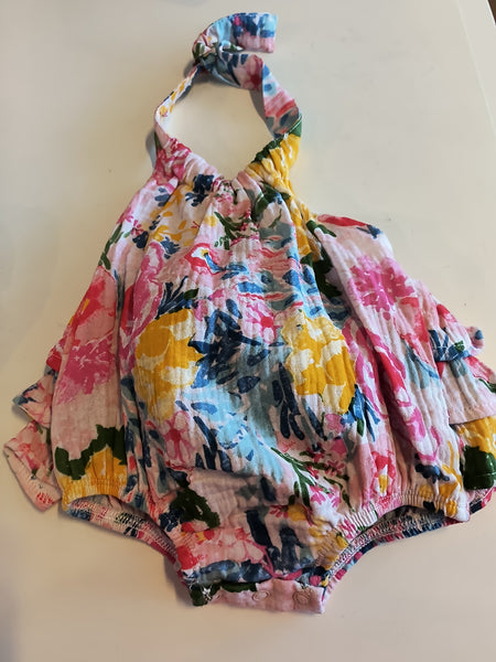 Floral Bubble Suit & Matching Headband | Mud Pie