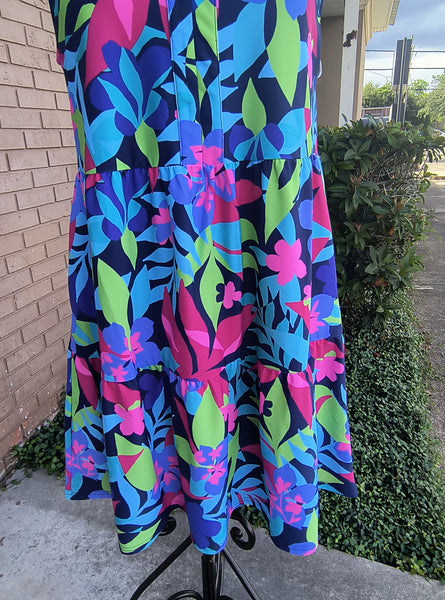 Tropical Tiered Midi Dress