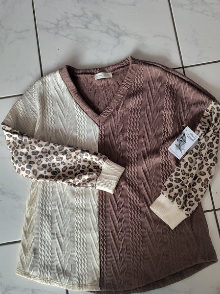 Color Blocked Leopard Shirt