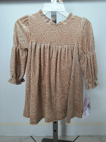 Beige Velvet Infant Dress | Bonnie Baby