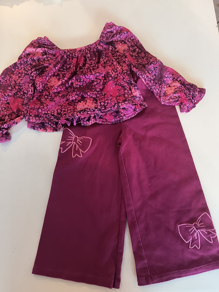 Burgandy Wide Leg Pant Set | Bonnie Jean