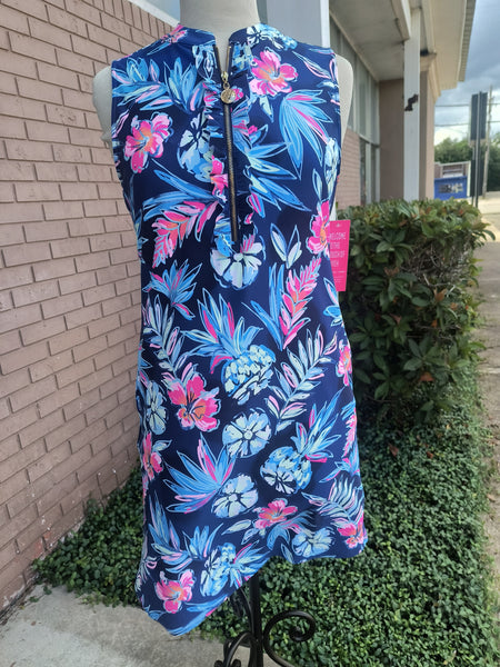 Tropical Navy Dress