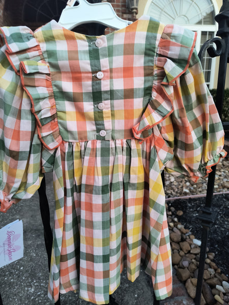 Smocked Plaid Pumpkin Dress | Bonnie Jean