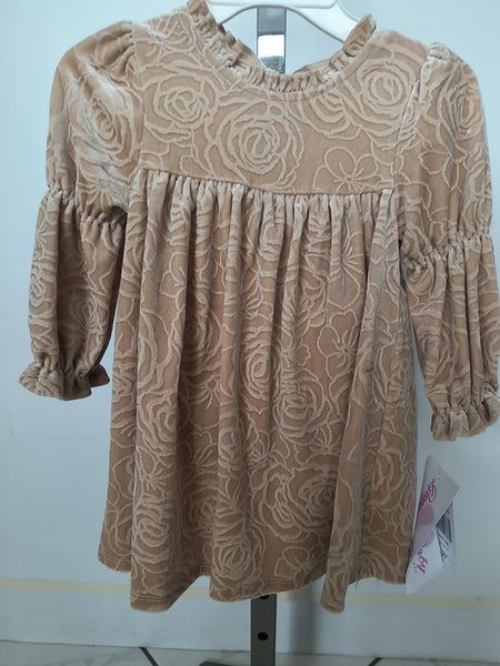 Beige Velvet Infant Dress | Bonnie Baby