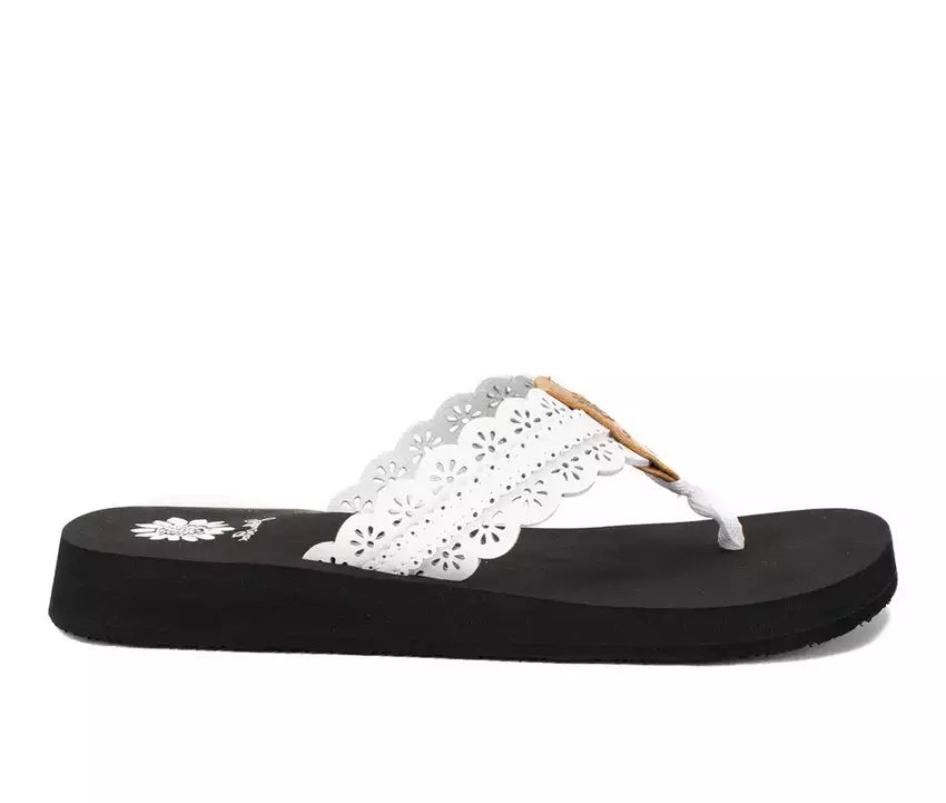Laser Cut Lace Flip Flop | Yellow Box Fascell - White 56158