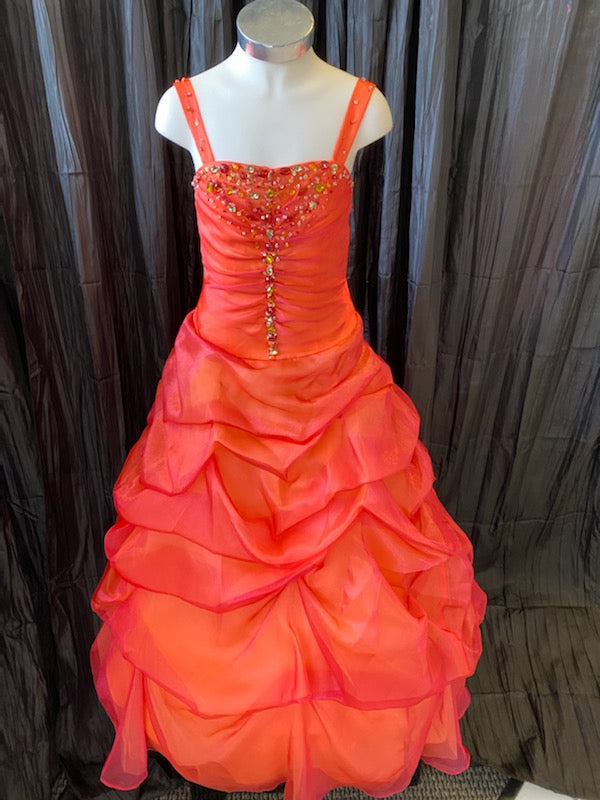 orange pageant dress Leely Women Sparkly Mermaid Orange Long Pageant Dress with Cape Ruched Satin Sequins Prom Dress with Slit