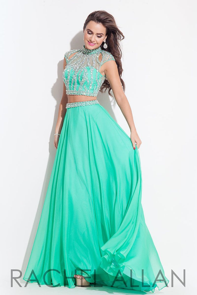 Chiffon Beaded Top and Waistline Two Piece