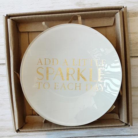 Add A Little Sparkle To Each Day Glass Trinket Plate