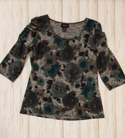 Grey floral print shirt