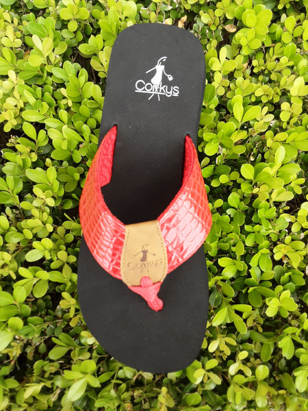 Textured Patent Leather Lumi Flip Flops | Corkys
