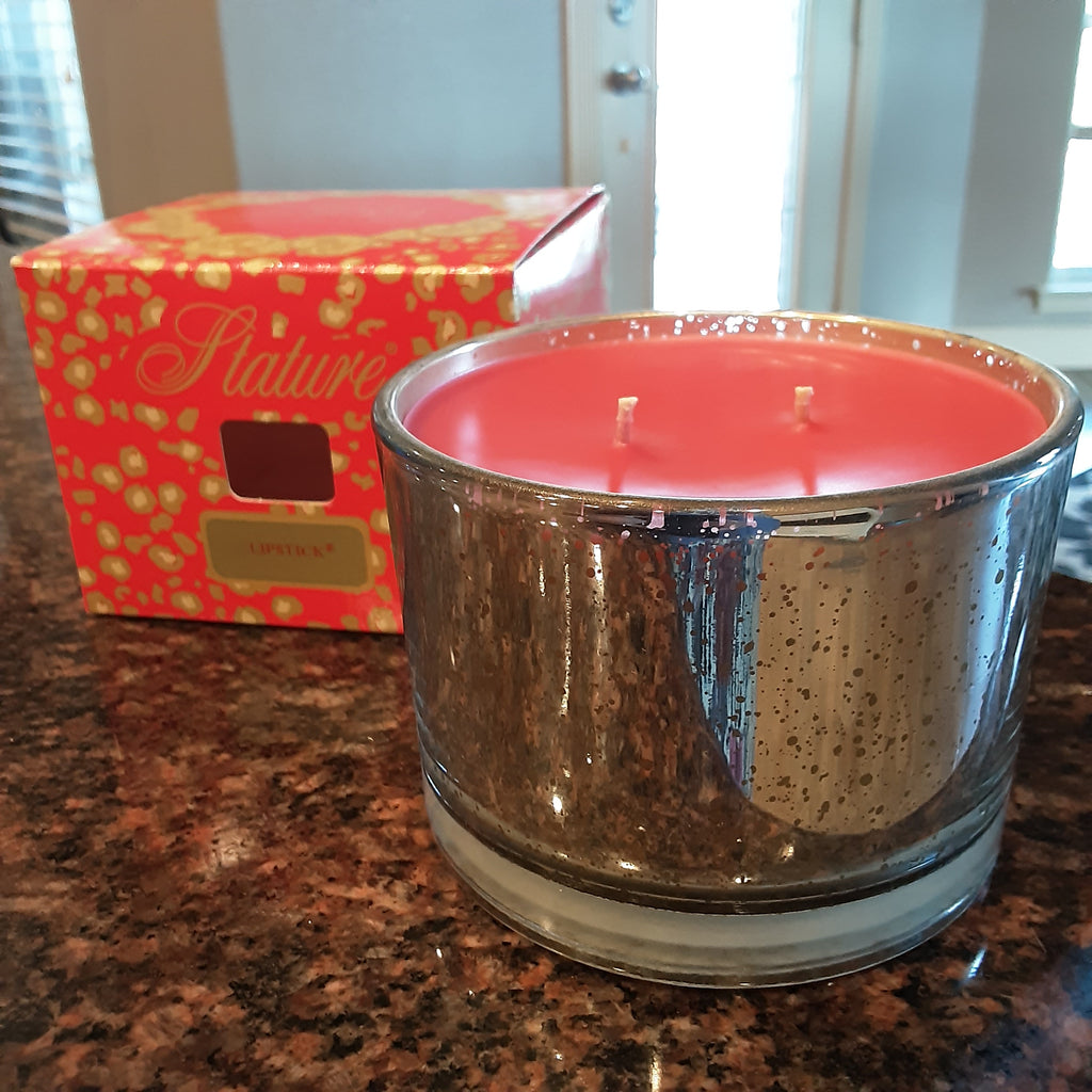 Lipstick scent 16 oz. Candle in a Mercury Glass Container Gift Boxed