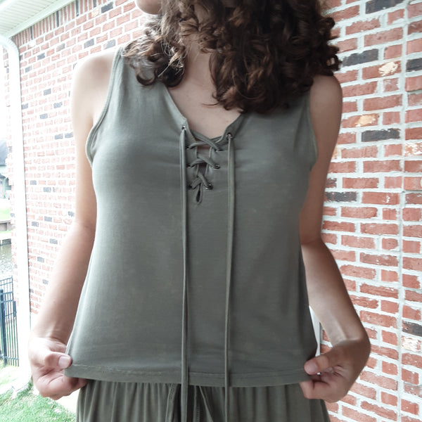 Knit Lace Up Tank