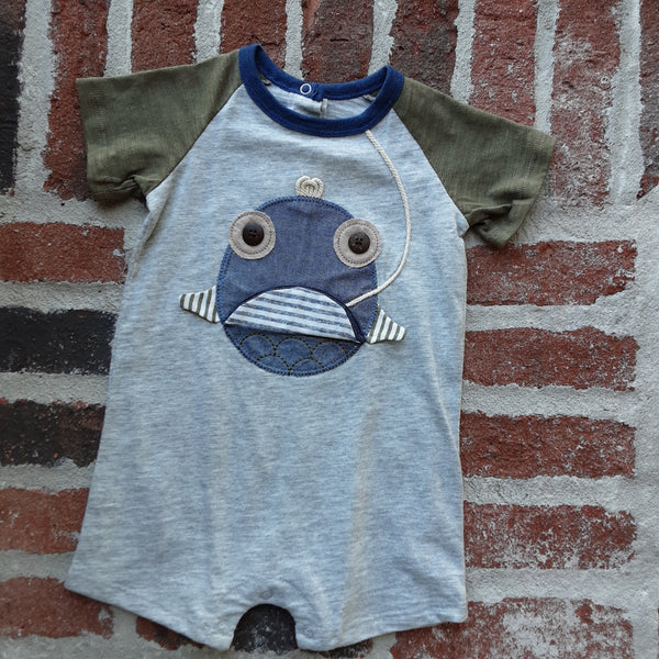 Appliqued Fish with Snap Open Mouth One Piece
