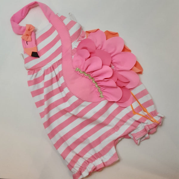 Neon Pink Flamingo Bubble Suit | Mud Pie size 6-9 m