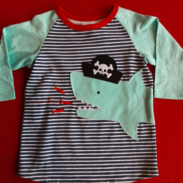 Stripe Pirate Shark Raglan Shirt