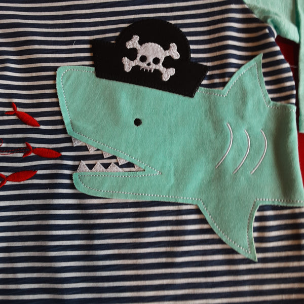Stripe Pirate Shark Raglan Shirt