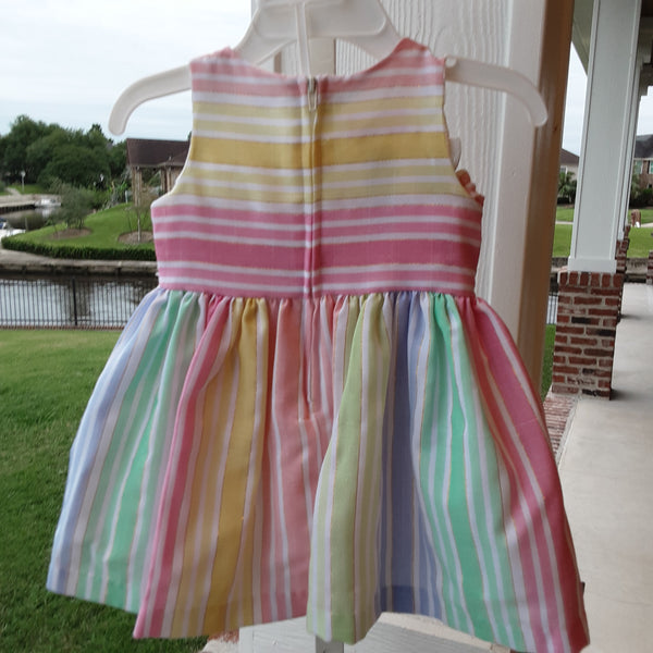 Pastel stripe dress with zip back.