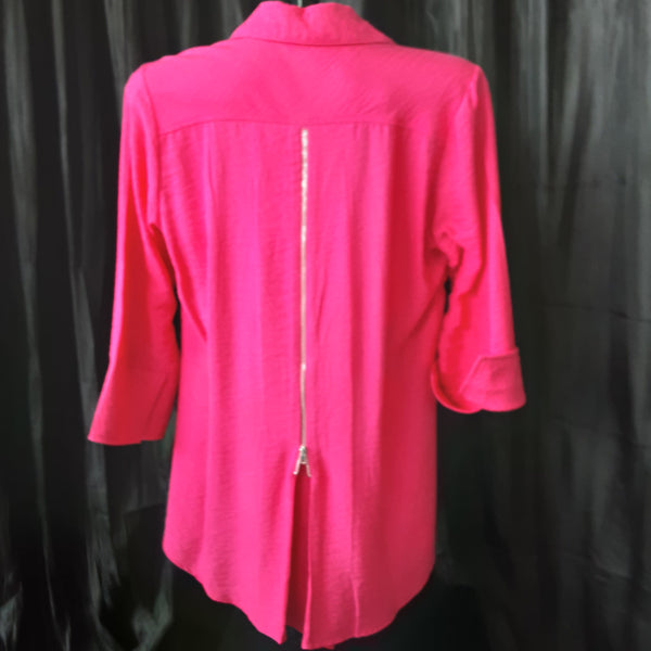 Button Up Tunic Shirt with Zip Up Back Detail