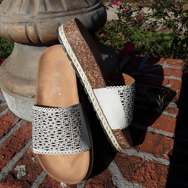 Cork Sole Espadrille Slides