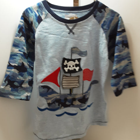 Pirate Ship T-shirt with Camo Raglan Sleeves