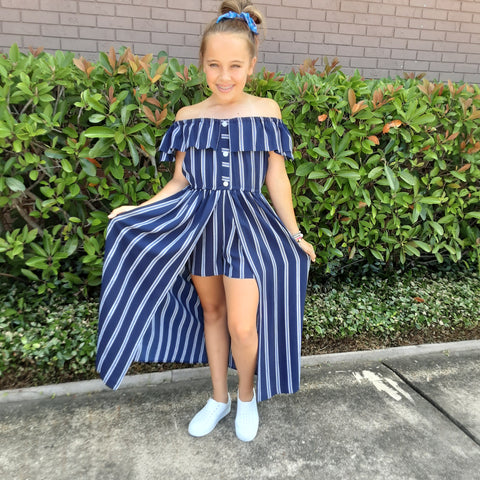 NAVY & White Romper Dress