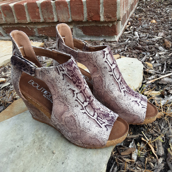 Suede Snake Print Wedge | Boutique by Corkys Sunburst