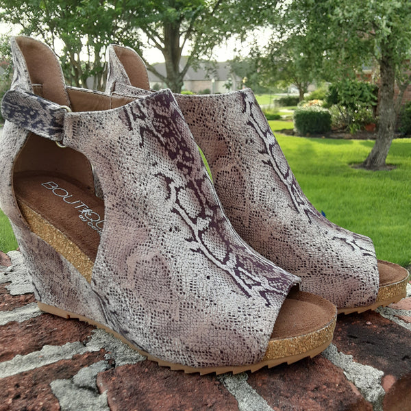 Suede Snake Print Wedge | Boutique by Corkys Sunburst