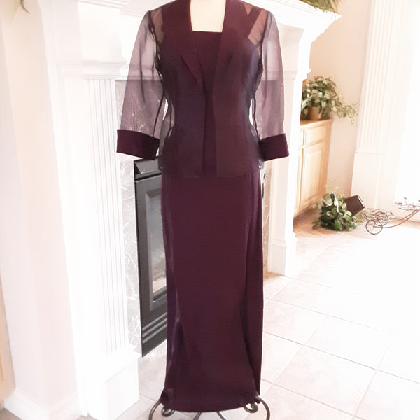 Shimmer Plum Dress with Sheer Jacket