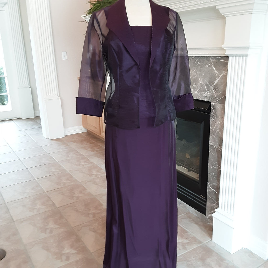 Shimmer Plum Dress with Sheer Jacket The Classy Peacock Shimmer Plum Dress with Sheer Jacket The Classy Peacock