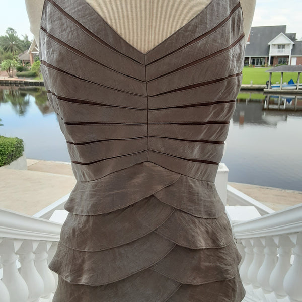 Taupe two piece layered dress with Bolero