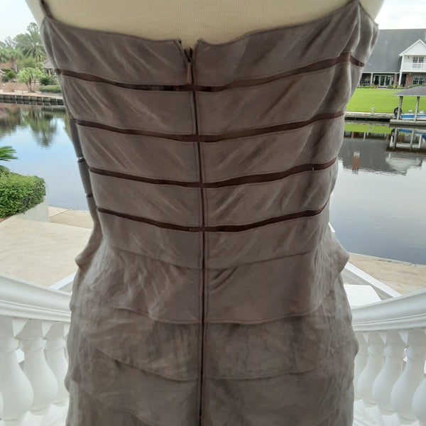 Taupe two piece layered dress with Bolero