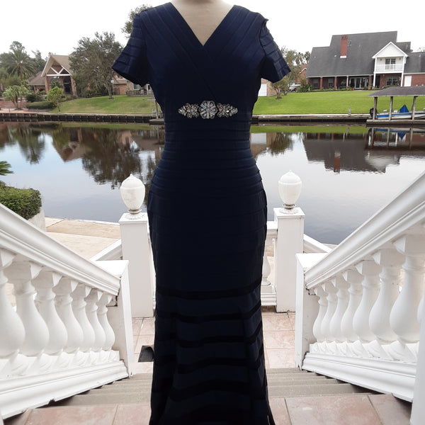 Navy Fitted Layered Formal Gown | Emma Street