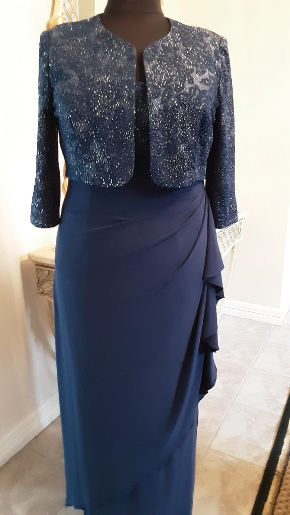 Side Swept Long Dress & Bolero - size 16 Side Swept Long Dress & Bolero - size 16