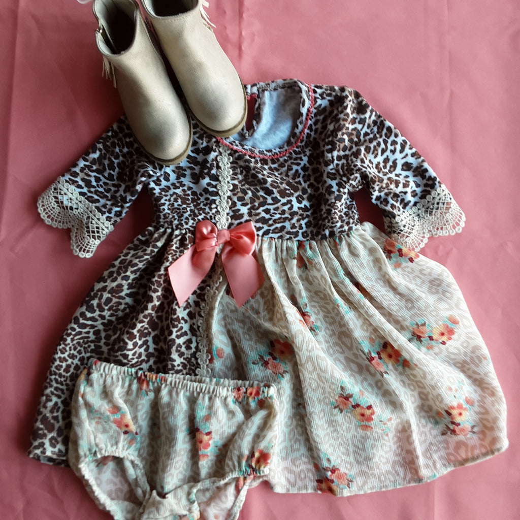 Floral and Leopard Dress and Bloomers