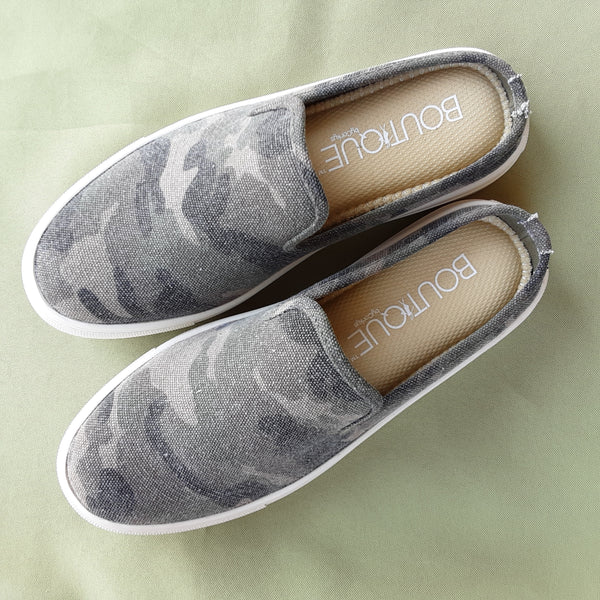 Distressed Camo Open Back Slip On Mules | Boutique by Corkys | Abbott