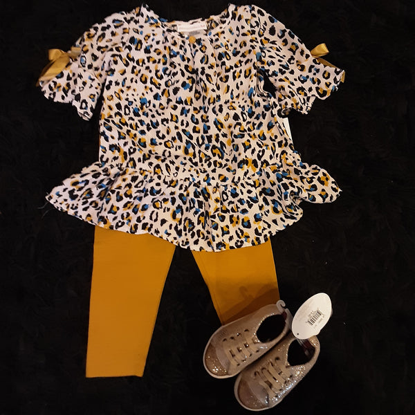 Leopard Tunic with Mustard Leggings Toddler