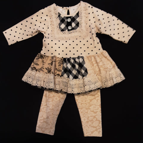Buffalo Plaid & Polka Dot Vintage Style Tunic Set
