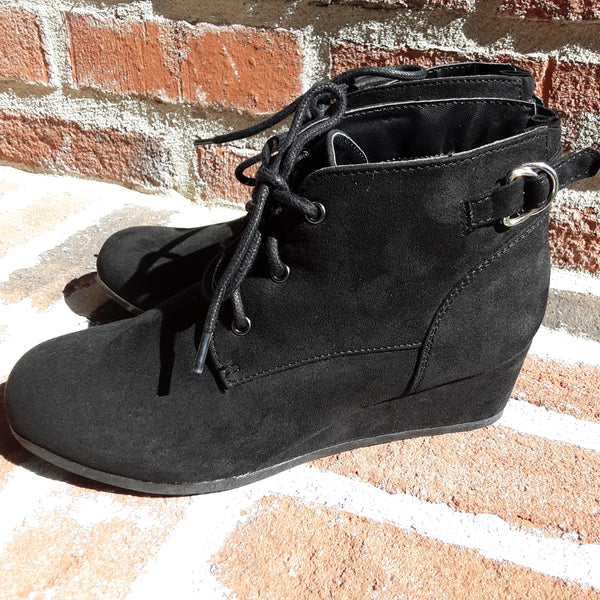 Suede Lace Up Bootie